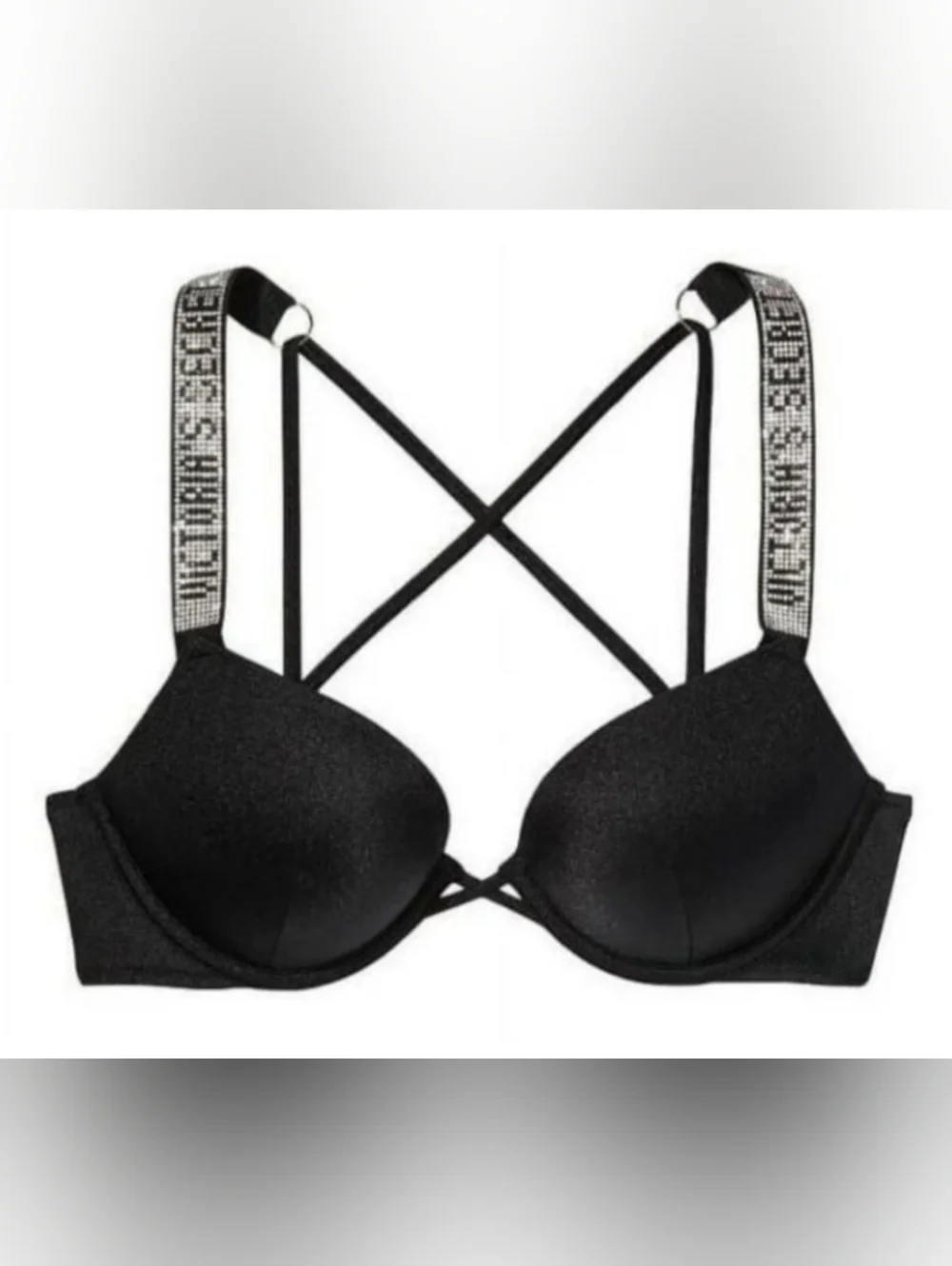 38C 36D 36DD VS Swim Shine Strap Bombshell Bikini Top Black